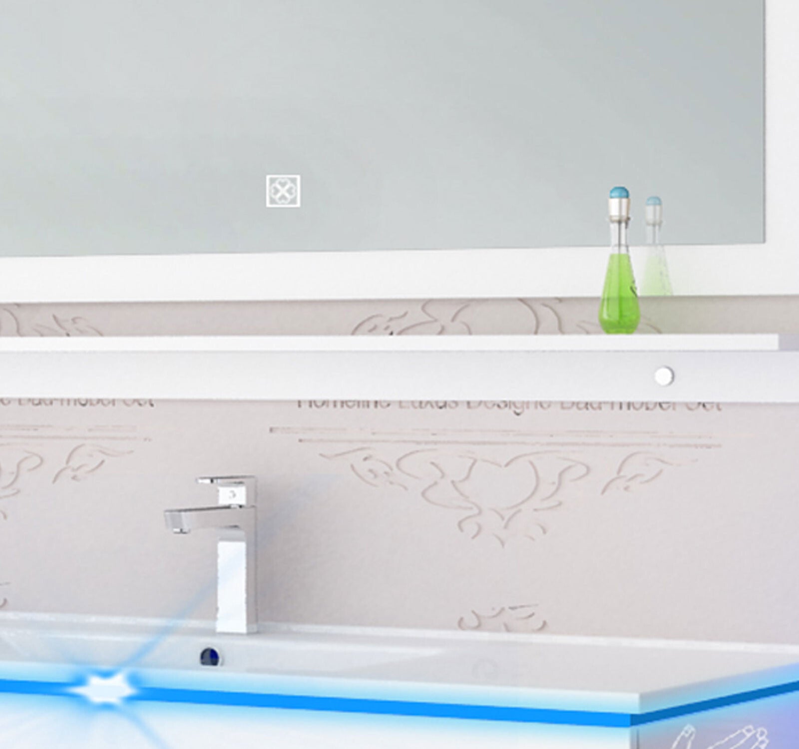 Badmöbel set hochglanz weiß Badmöbel Set montiert Touch Led System 120 cm  Bad
