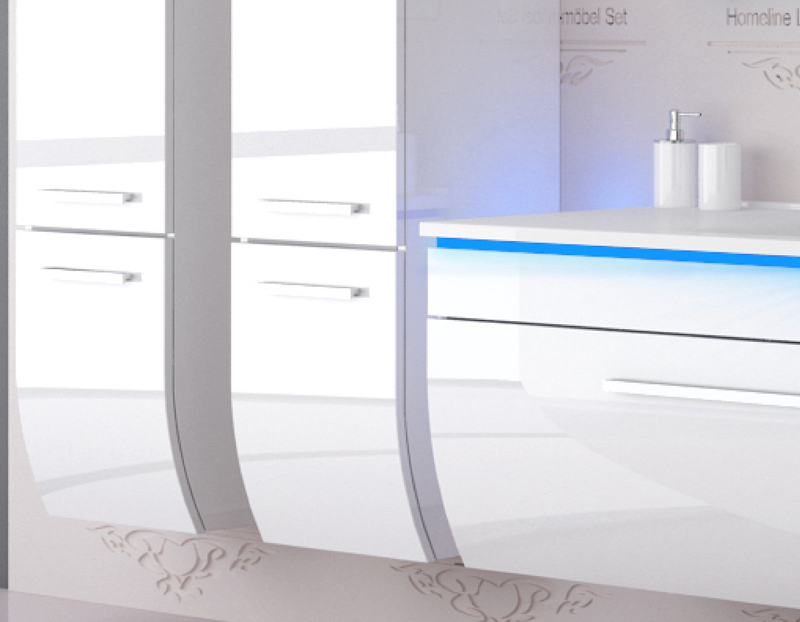 Badmöbel Set Badezimmer schränke Waschbecken Spiegel Weiß LED  Badmöbel Set 120