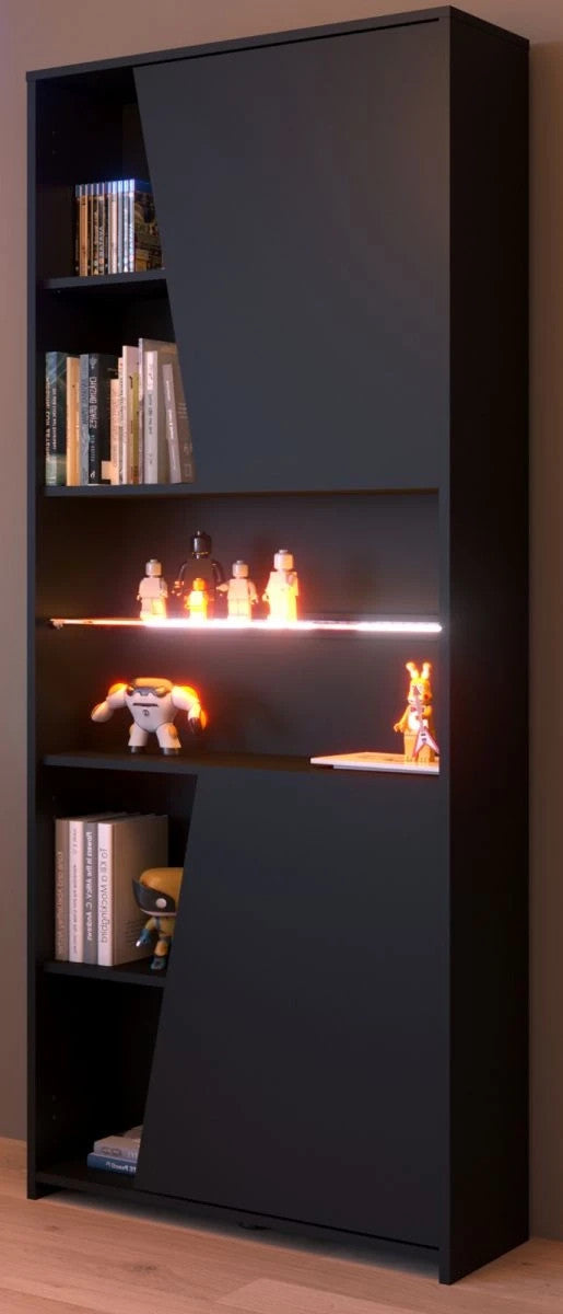 aming Set"Meta"in schwarz und Eiche Gamingtisch und Schrank inkl.LED Farbwechsel