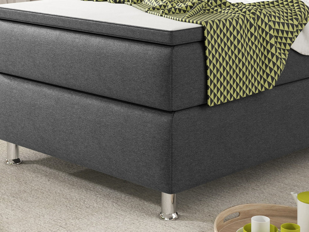 Boxspringbett Bett  90x200 Webstoff Anthrazit Einzelbett Schalafzimmer modern