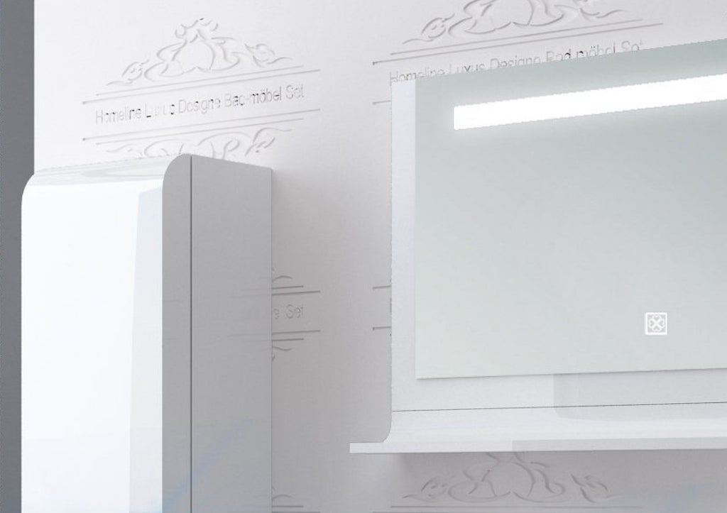 Badmöbel Set montiert Weiss oder Schwarz Hochglanz Badezimmermöbel 90 cm Led Sym
