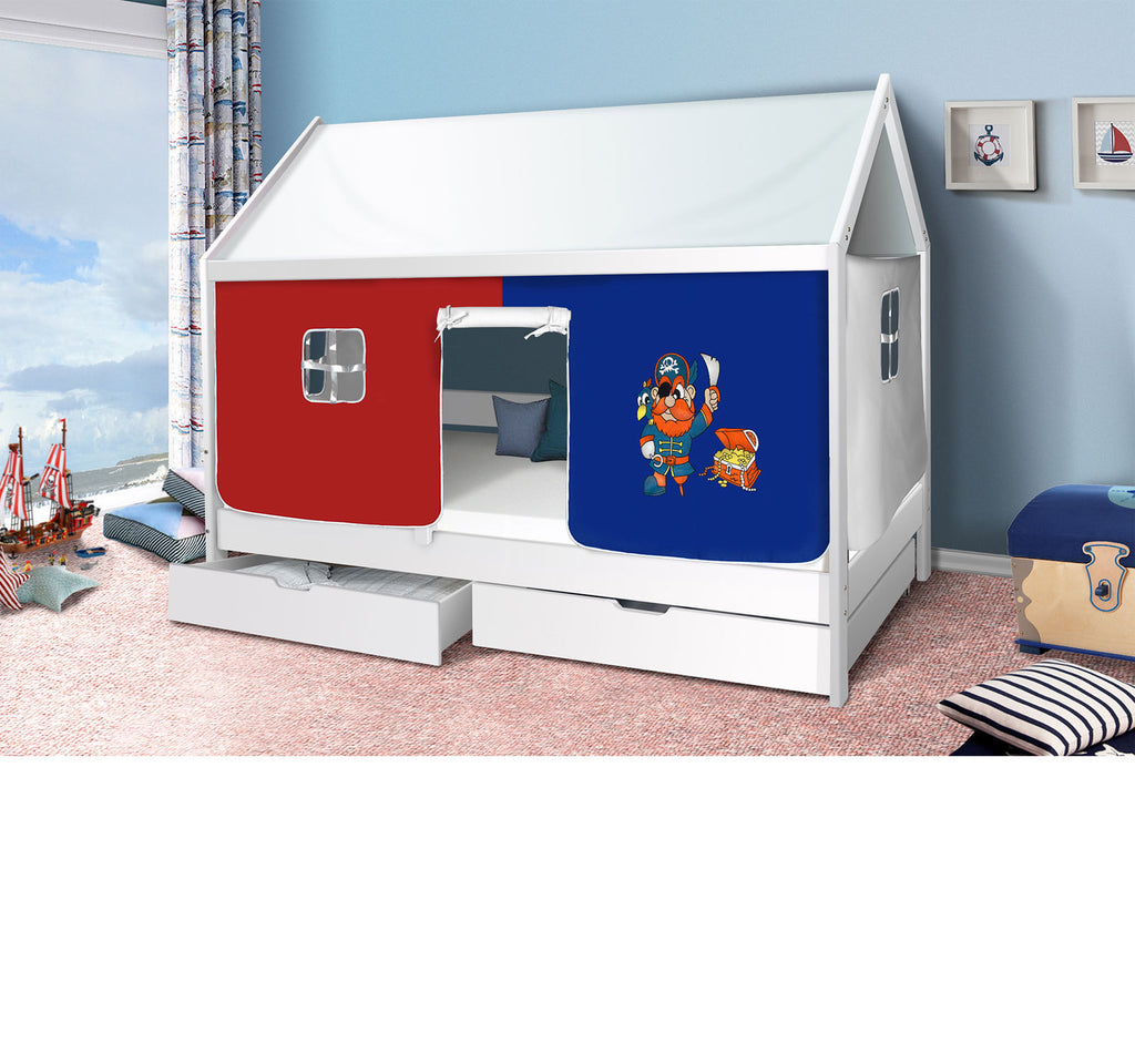 Kinderbett Massiv Hausbett Hochbett Spielbett Jugendbett 90x200 cm Hüttenbett  .