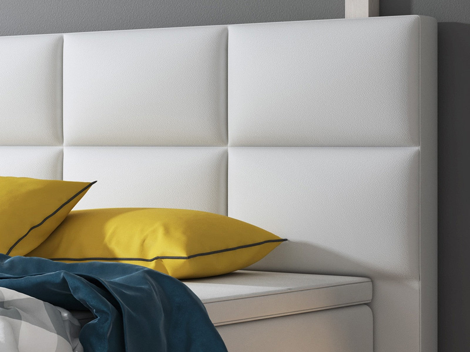 Boxspringbett Bett 180x200 cm Kunstleder Weiß Doppelbett  Schlafzimmer modern