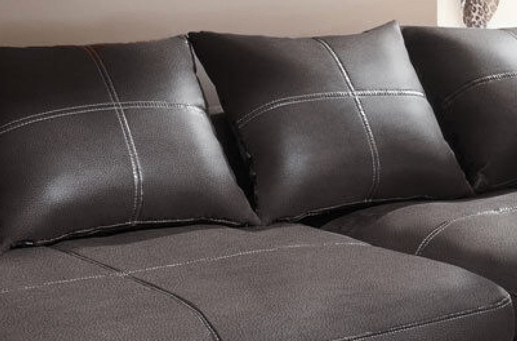 Design Couchgarnitur Anthrazit Sofa K-Leder Eck Big Sofa Wohnlandschaft Links
