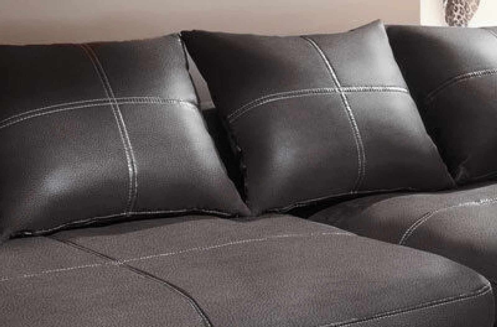 Design Couchgarnitur Anthrazit Sofa K-Leder Eck Big Sofa Wohnlandschaft Links