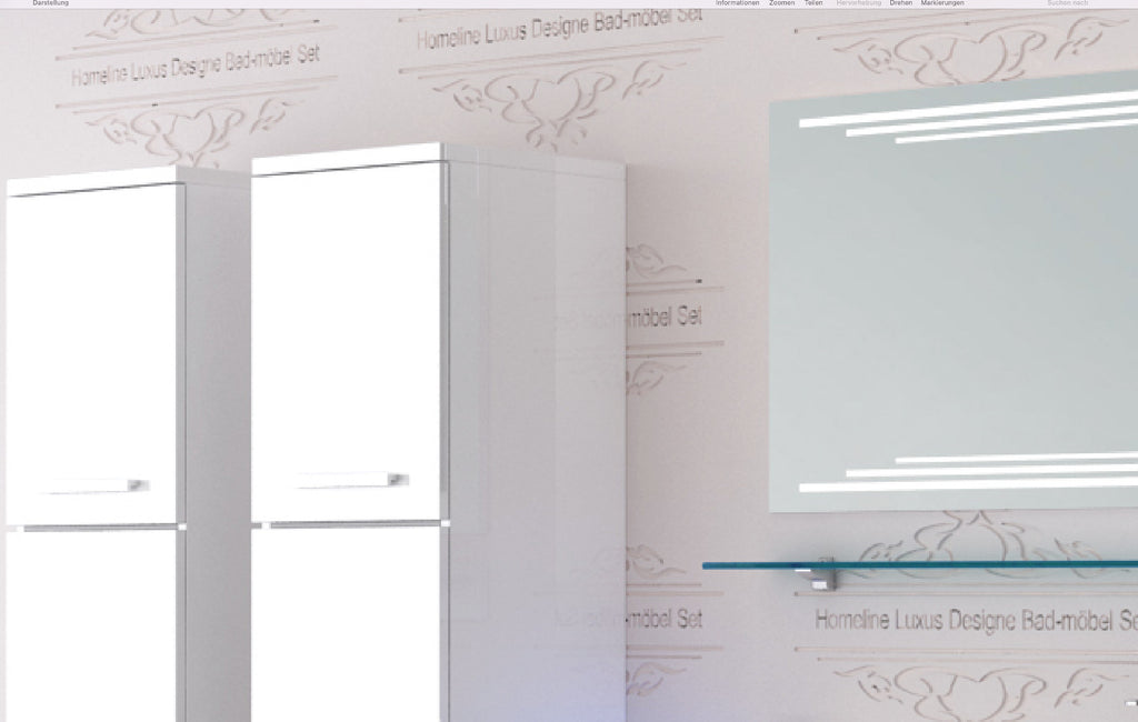 Badmöbel Set Badezimmer schränke Waschbecken Spiegel Weiß LED  Badmöbel Set 120