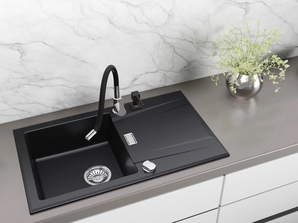 Granitspüle Küchenspüle Armatur Granit Siphon Einbauspüle Spülbecken Spüle76x44