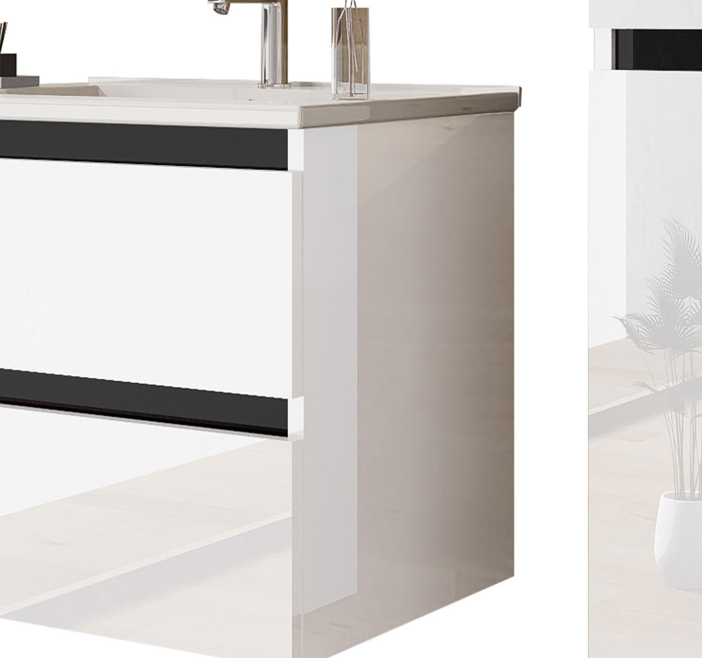 Badmöbel set Hochglanz 6 Tlg Weiß Soft Close Badezimmer Möbel badmöbel 60 cm Bad