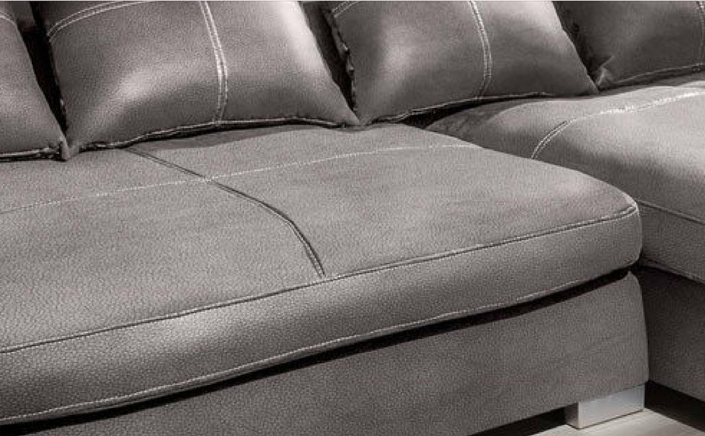 Design Couchgarnitur Grau Sofa K-Leder Eck Sofa Wohnlandschaft Megasofa   Rechts