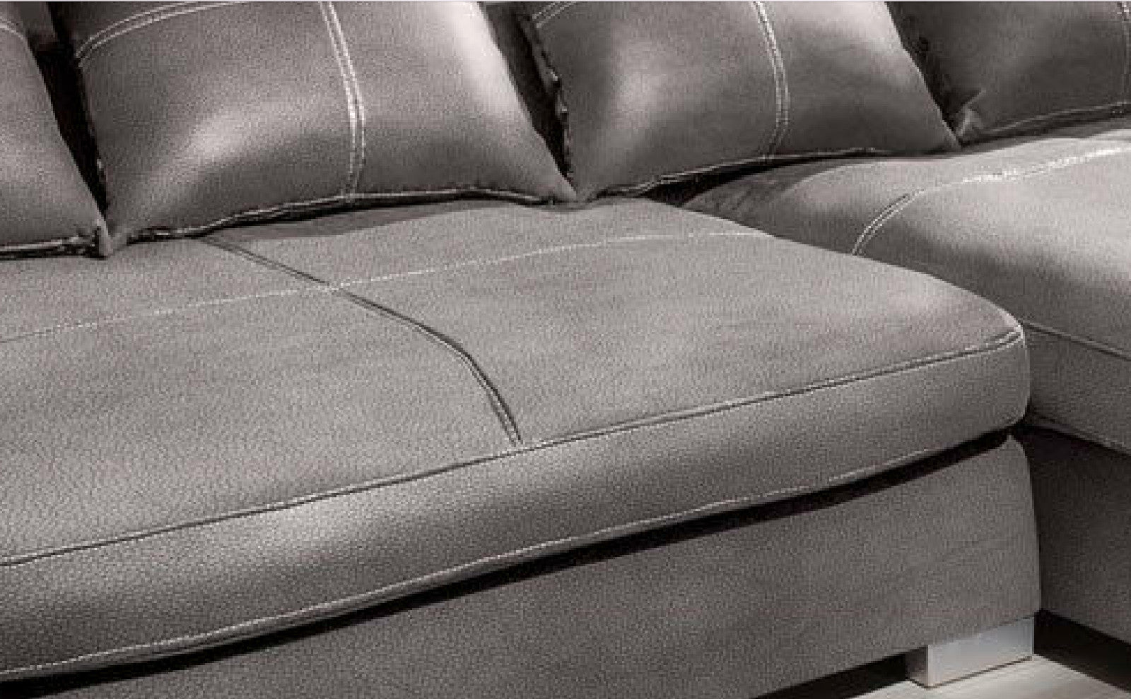 Design Couchgarnitur Grau Sofa K-Leder Eck Sofa Wohnlandschaft Megasofa   Rechts