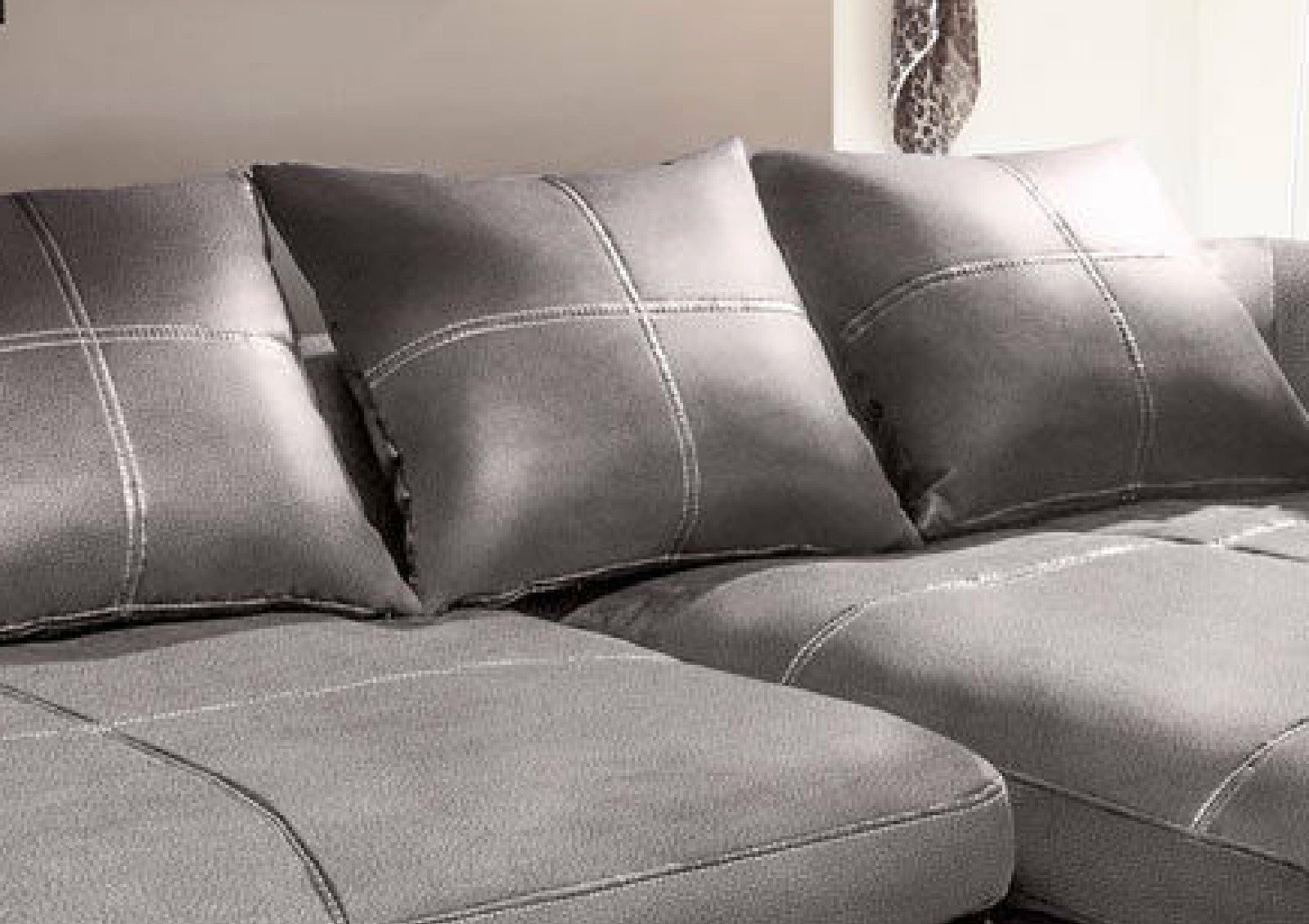 Design Couchgarnitur Grau Sofa K-Leder Eck Sofa Wohnlandschaft Megasofa   Rechts
