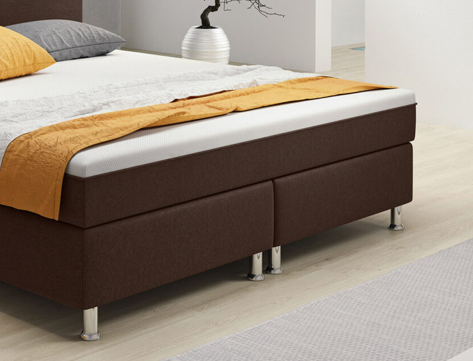 Boxspringbett 180x200 cm Braun Bett Komfortbett Hotelbett Stoff Bett London31736