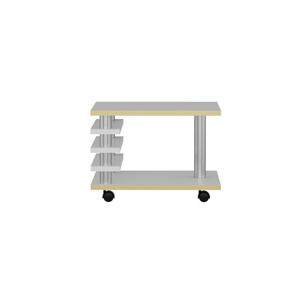 Couchtisch 65 x 65 cm Wohnzimmer Tisch Weiß / Gold Baarn Tische Beistelltisch 1