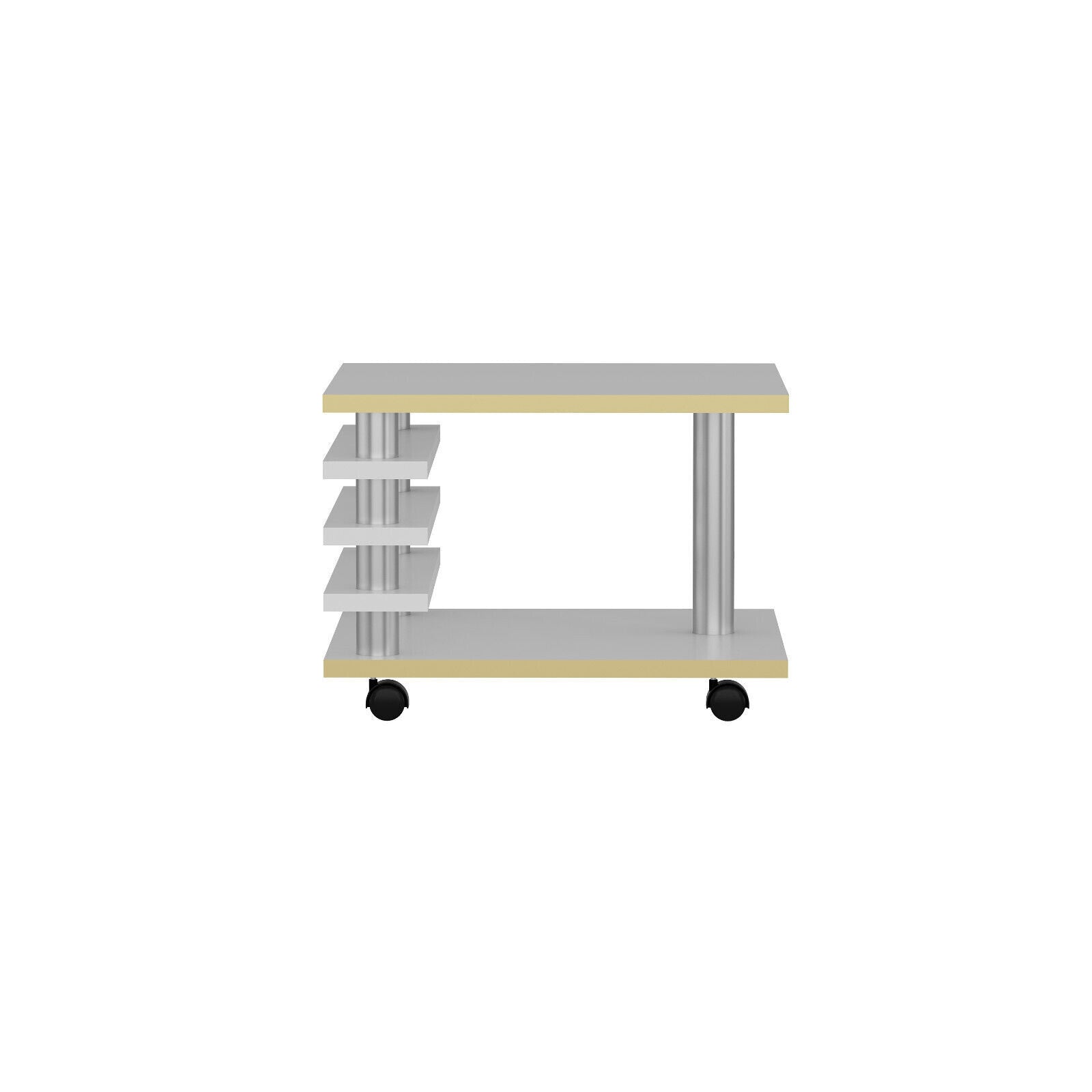 Couchtisch 65 x 65 cm Wohnzimmer Tisch Weiß / Gold Baarn Tische Beistelltisch 1