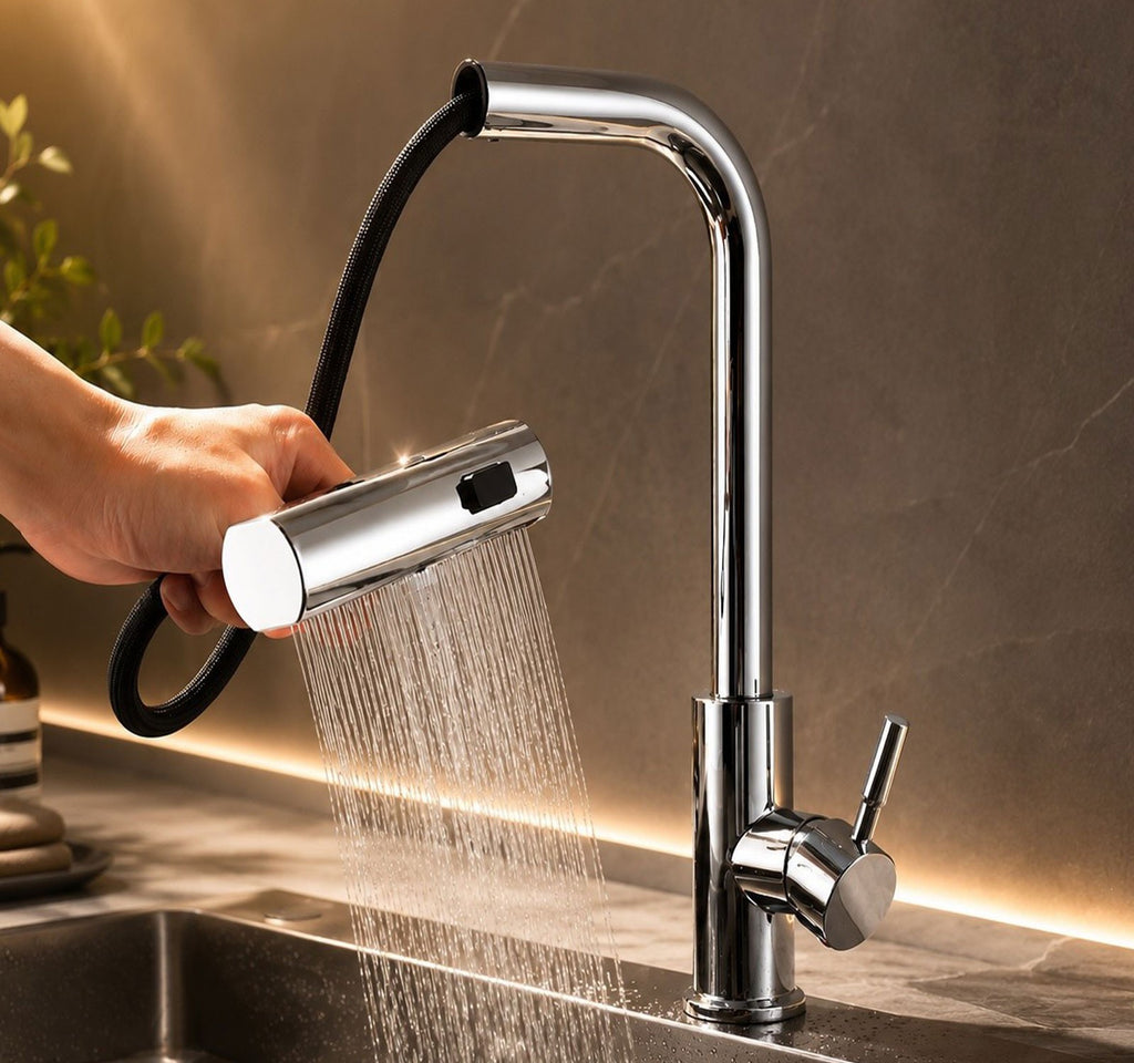 Küchenarmatur 360° Wasserhahn Küche Mischbatterie Spültisch Silber Armatur GF701