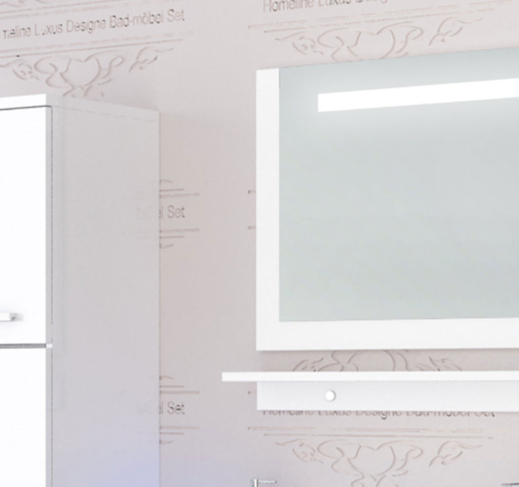 Badmöbel set hochglanz weiß Badmöbel Set montiert Touch Led System 120 cm  Bad