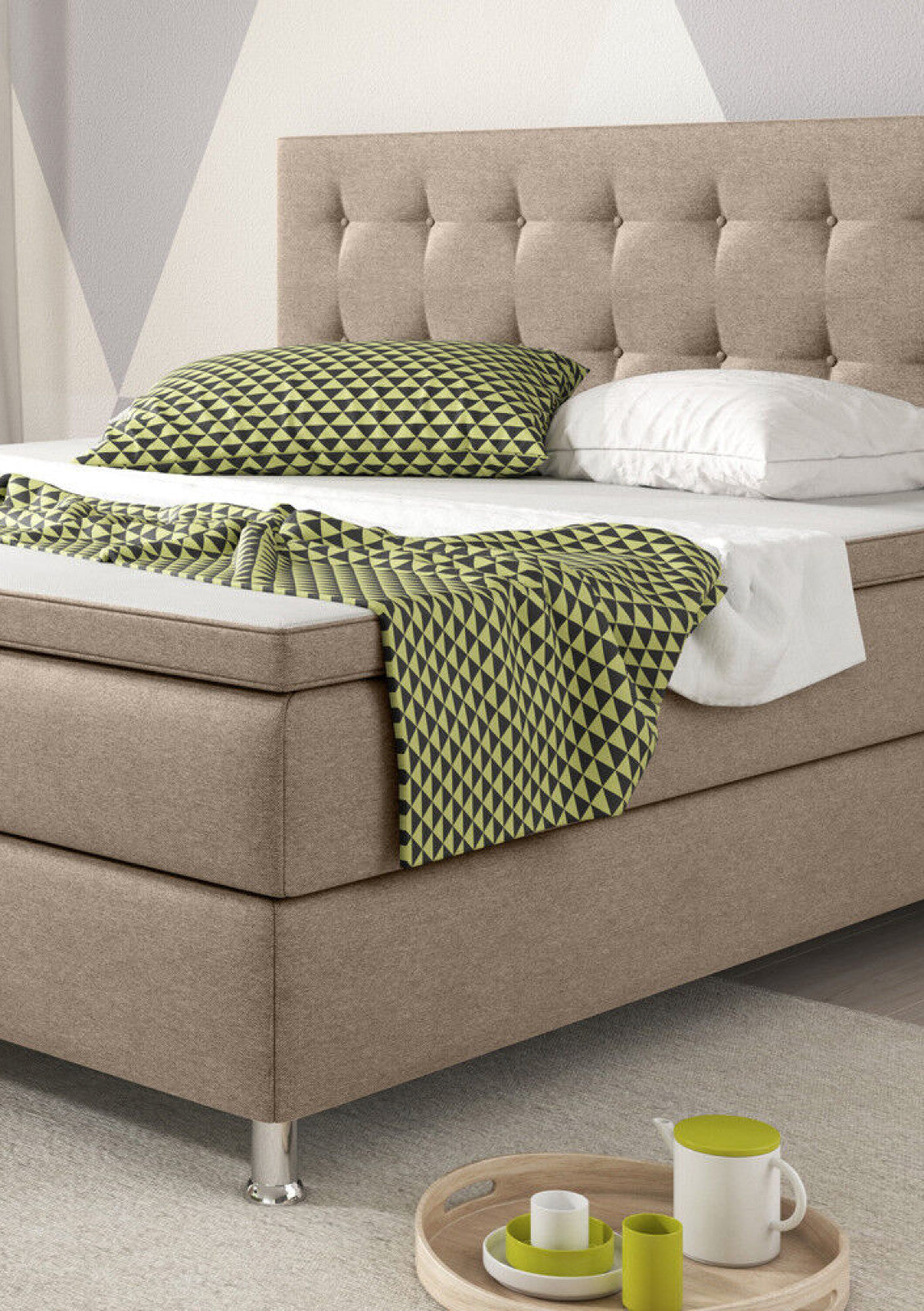 Boxspringbett 180x200 cm Muddy Bett Komfortbett Hotelbett Stoff Bett Bern 31741