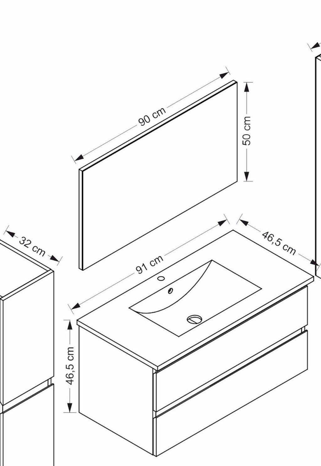 Badmöbel Set Weiss Hochglanz Badezimmermöbel 90 cm bis 8tlg Bad Möbel Badezimmer