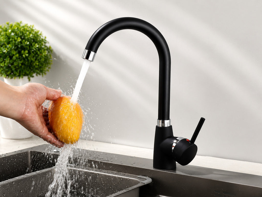 Küchenarmatur 360° Wasserhahn Küche Mischbatterie Spültisch Schwarz GMF801