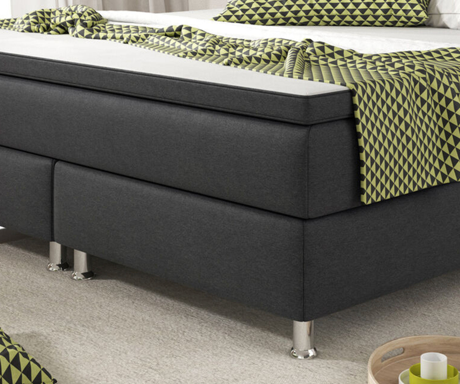 Boxspringbett 180x200 Anthrazit Bett Komfortbett Hotelbett Stoff Bett Bern 31743