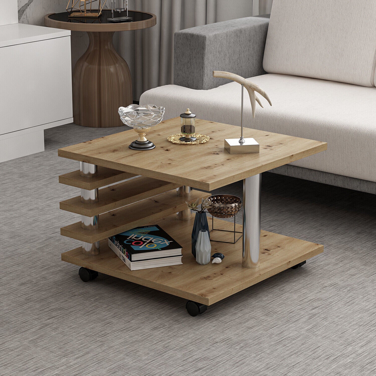 Couchtisch 65x65 cm Wohnzimmer Tisch Artizan Eiche Baarn Tische Beistelltisch 1