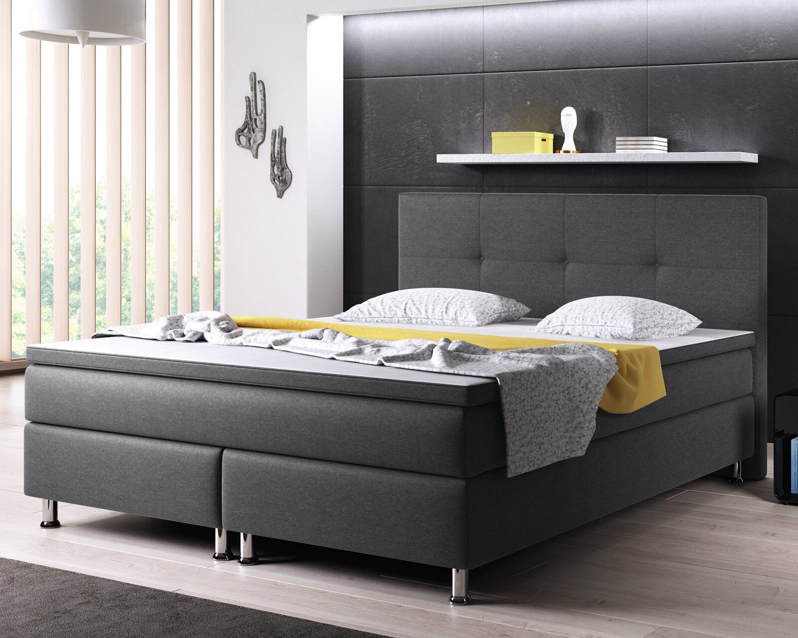 Boxspringbett 180x200 Anthrazit Bett Komfortbett Hotelbett Stoff Bett Texas31733