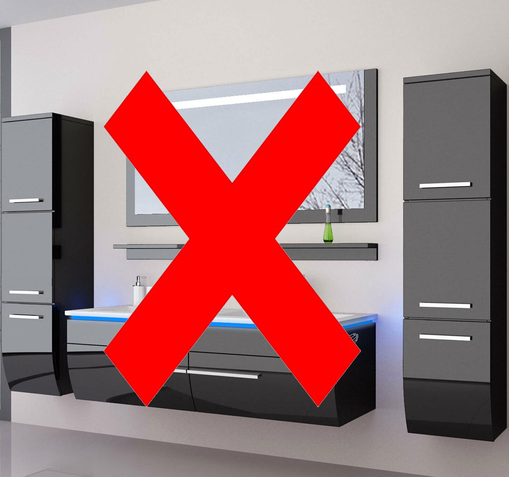 2x Seitenschrank Hochschrank Badmöbel Glanz Badschrank Schwarz 110 cm