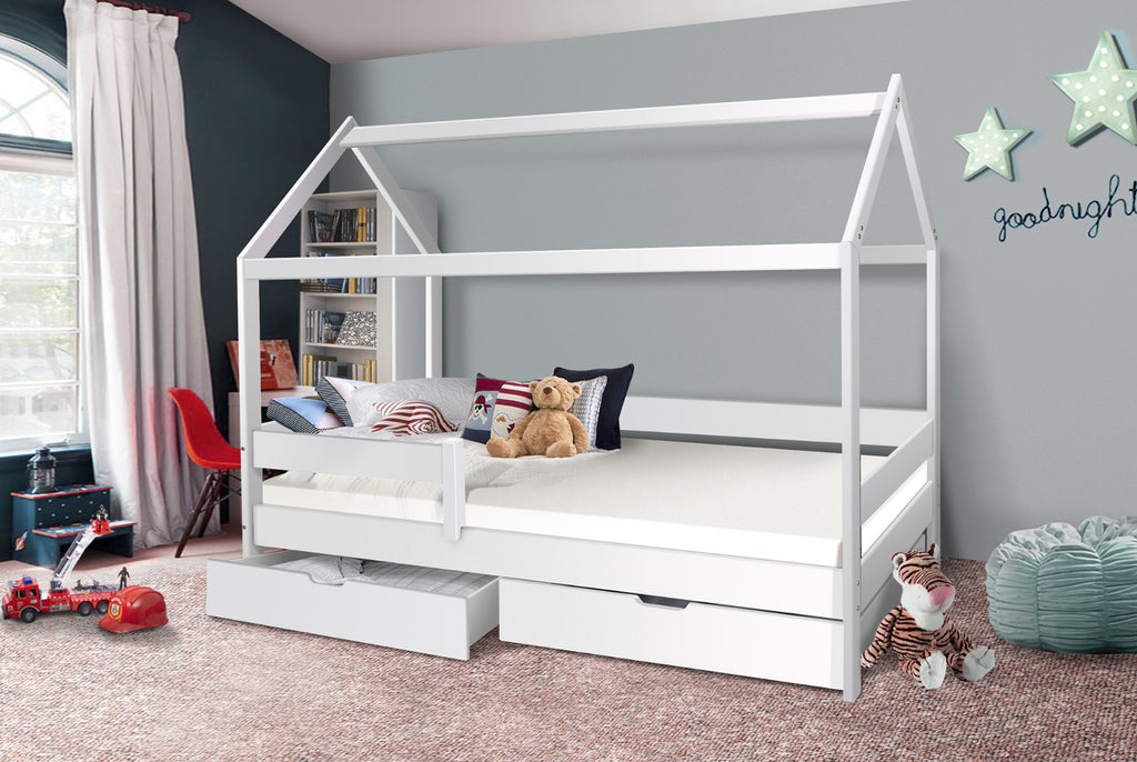 Kinderbett Massiv Hausbett Hochbett Spielbett Jugendbett 90x200 cm Hüttenbett  .