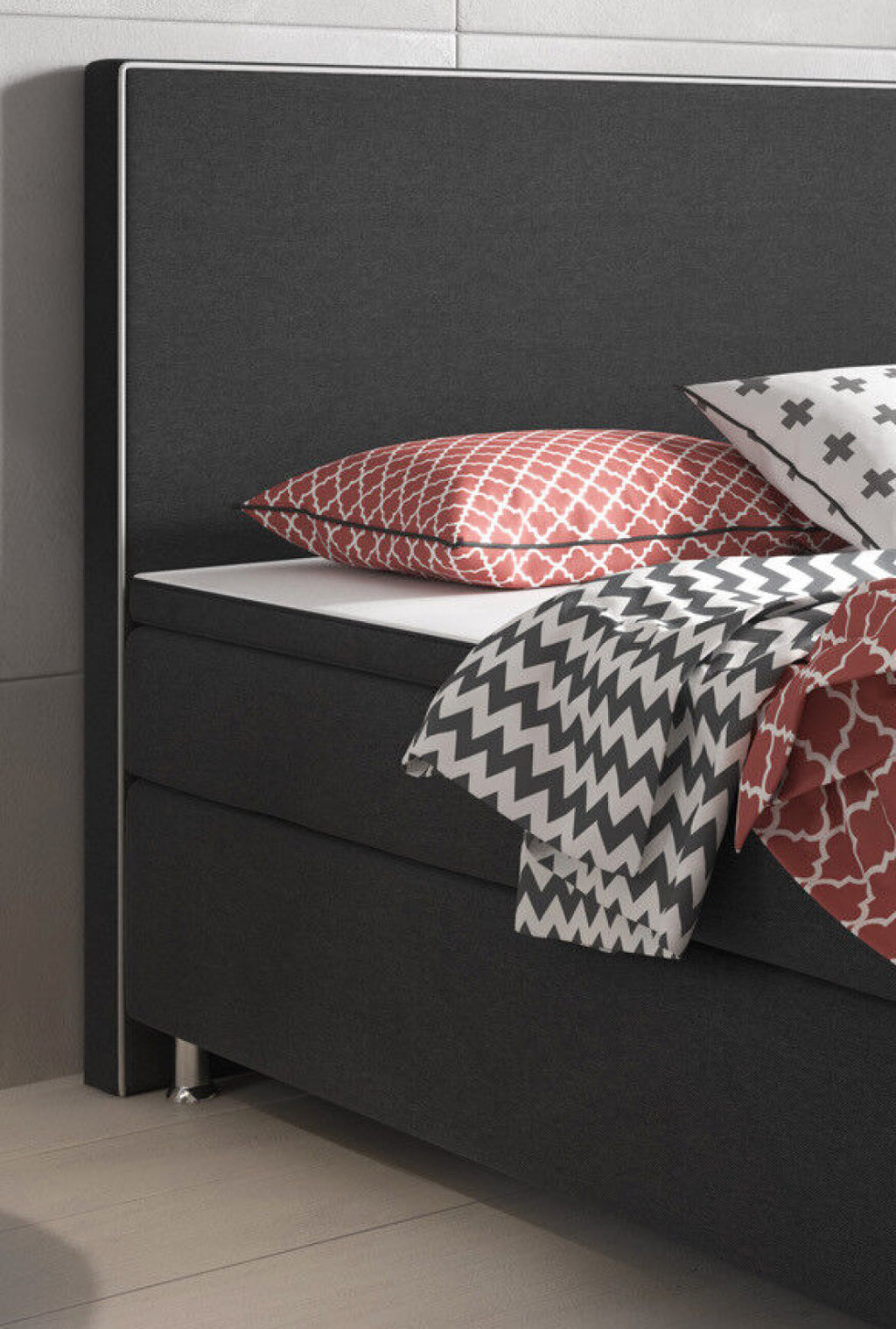 Boxspringbett 180x200 Anthrazit Bett Komfortbett Hotelbett Stoff Bett Riga 31739