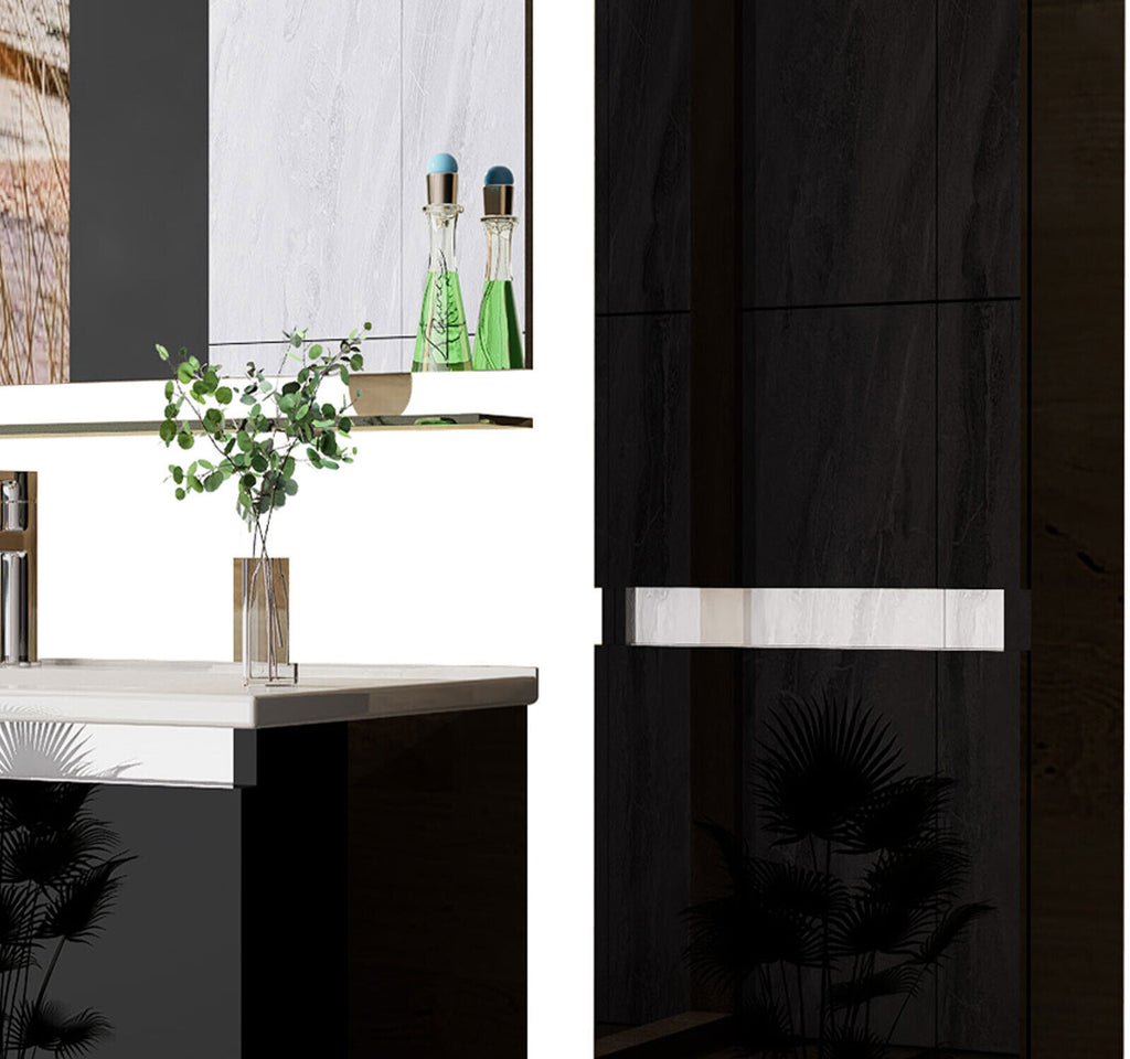 Badmöbel Set Schwarz Badezimmermöbel Waschtisch Kosmetik Spiegel 60 90 120 cm