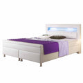 Boxspringbett Monaco 180x200 cm Kunstleder Weiß Komfortbett Hotelbett Doppelbett