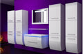 Badmöbel Set Weiss 215 cm Hochglanz Waschbecken Spiegel Komplett Bad Led System.