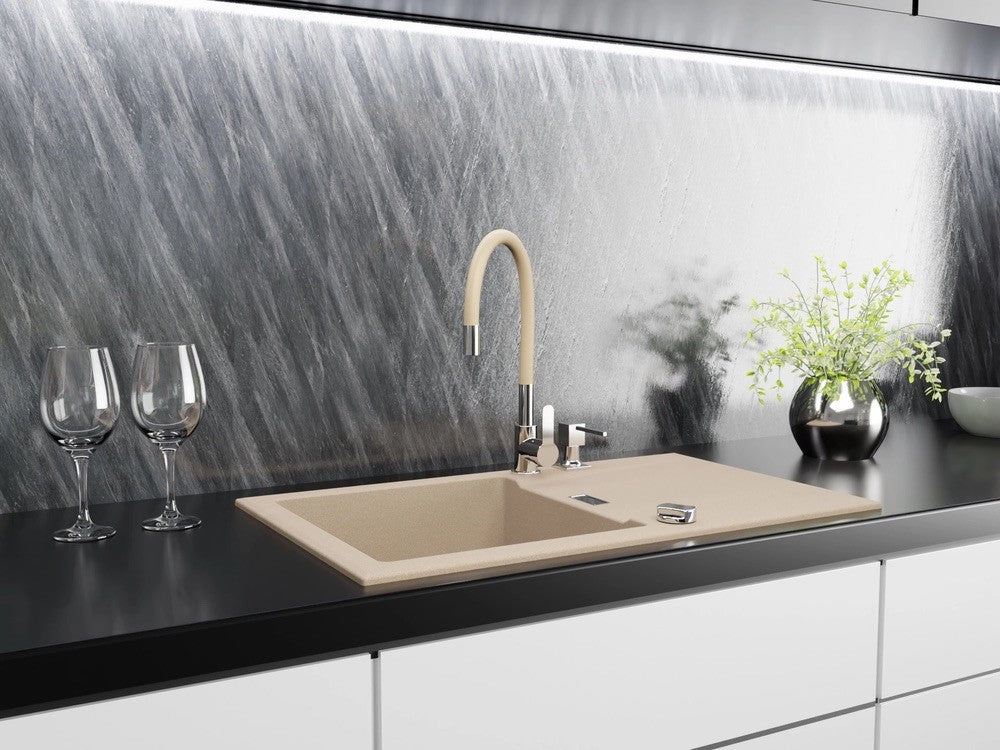 Granitspüle Küchenspüle Armatur Granit Siphon Einbauspüle Spülbecken Spüle76x44