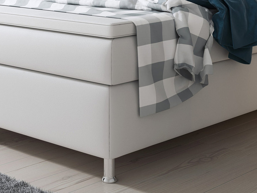 Boxspringbett Bett 180x200 cm Kunstleder Weiß Doppelbett  Schlafzimmer modern