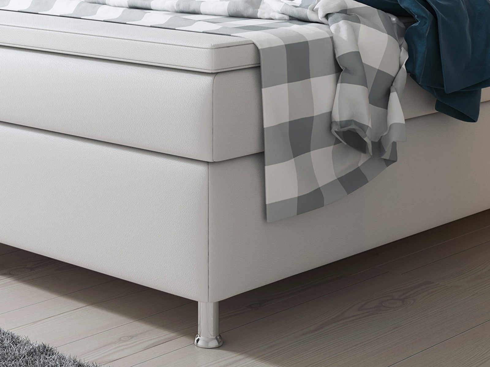 Boxspringbett Bett 180x200 cm Kunstleder Weiß Doppelbett  Schlafzimmer modern