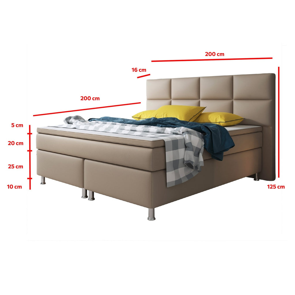 Boxspringbett Bett 180x200 cm Kunstleder Muddy beig Doppelbett  Schlafzimmer
