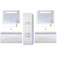 150 cm Badmöbel Set Weiss Hochglanz Kopmplett Badezimmermöbel 9 Teilig LED Bad