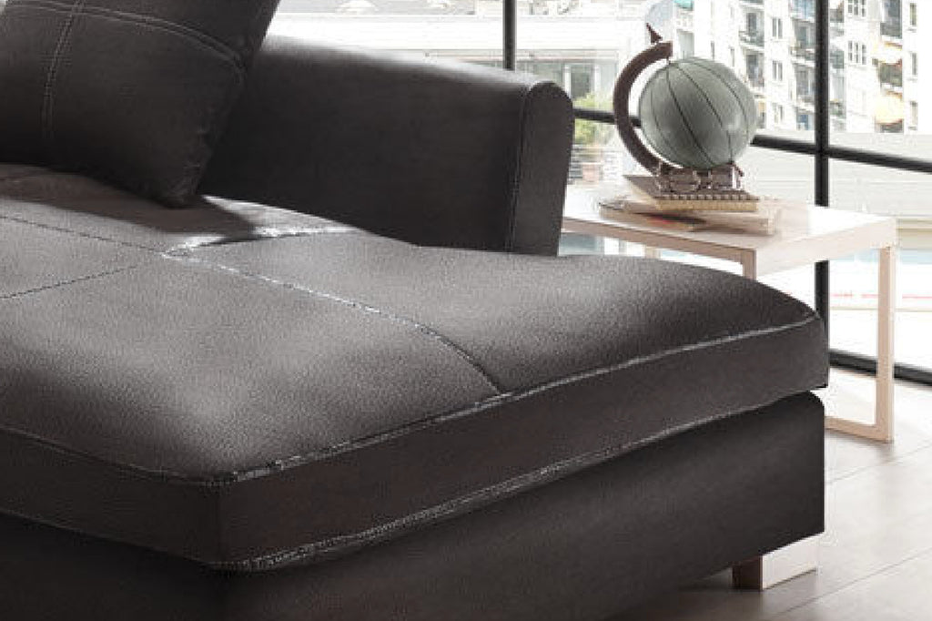 Design Couchgarnitur Anthrazit Sofa K-Leder Eck Big Sofa Wohnlandschaft Links