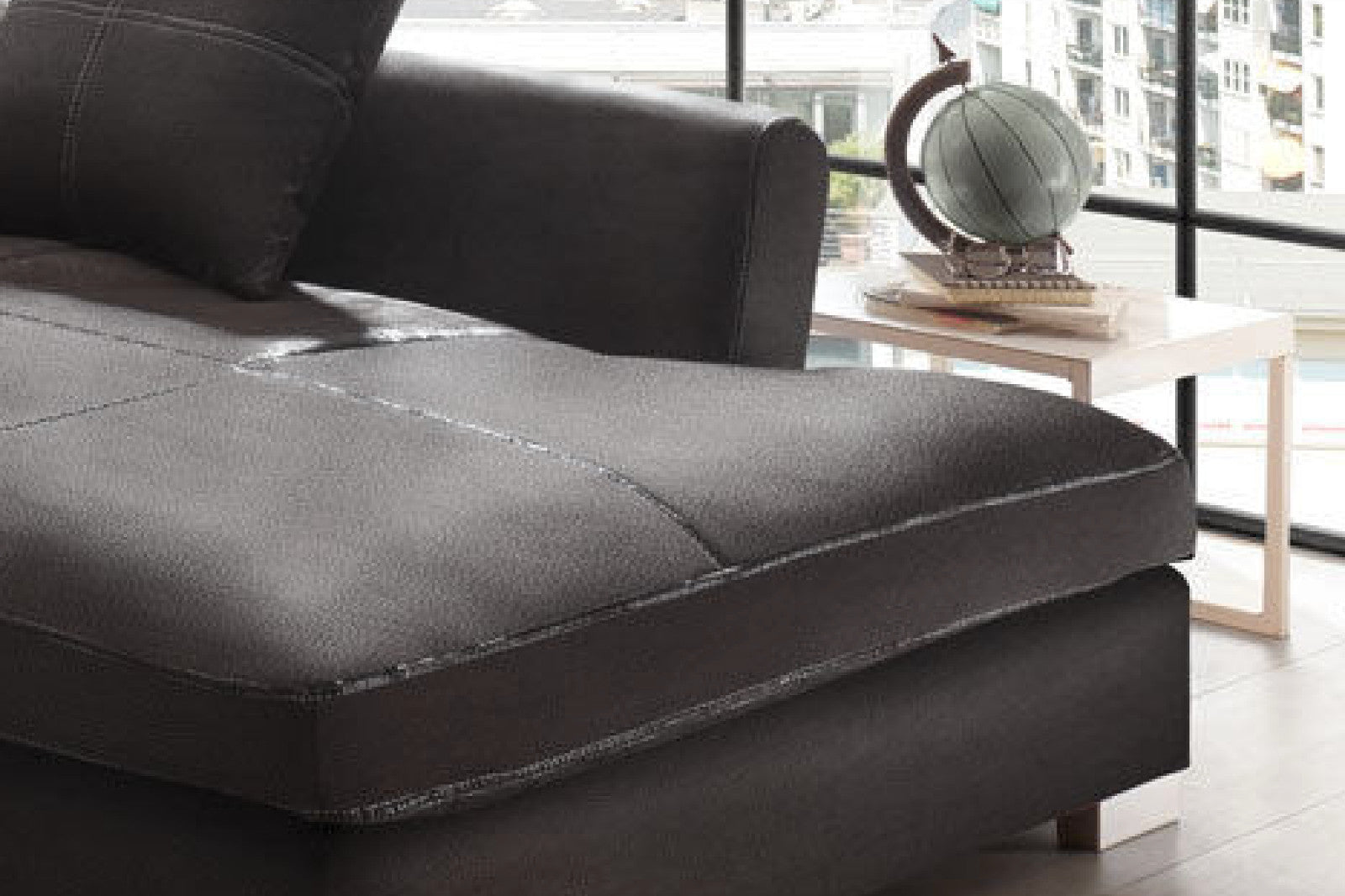 Design Couchgarnitur Anthrazit Sofa K-Leder Eck Big Sofa Wohnlandschaft Links