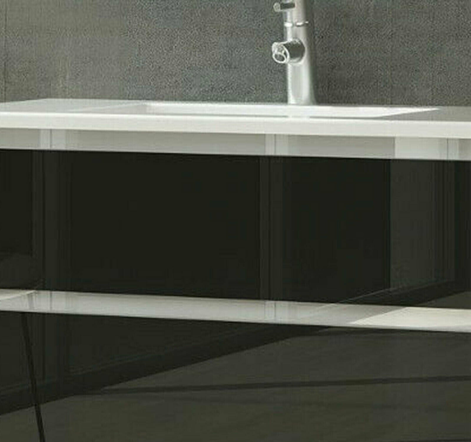 90 Badmöbel Set Komplett Hochglanz Badezimmermöbel 5 Tlg Bad  Schwarz 90 cm bad
