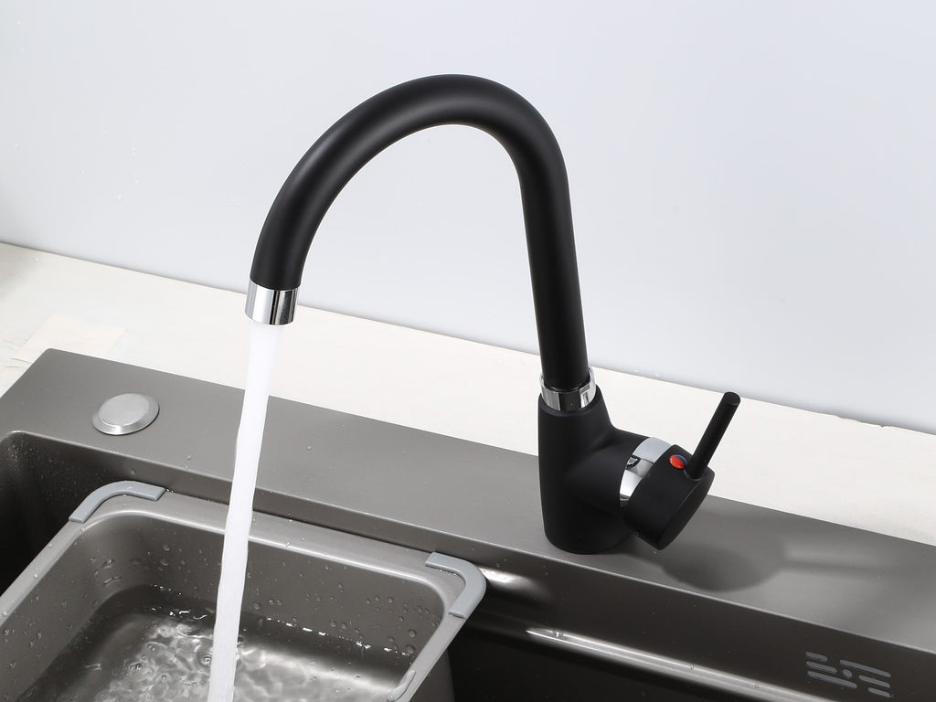Küchenarmatur 360° Wasserhahn Küche Mischbatterie Spültisch Schwarz GMF801