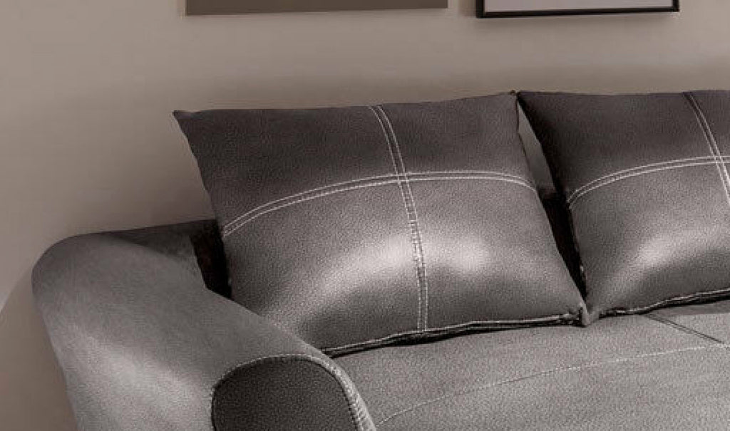 Design Couchgarnitur Grau Sofa K-Leder Eck Sofa Wohnlandschaft Megasofa   Rechts