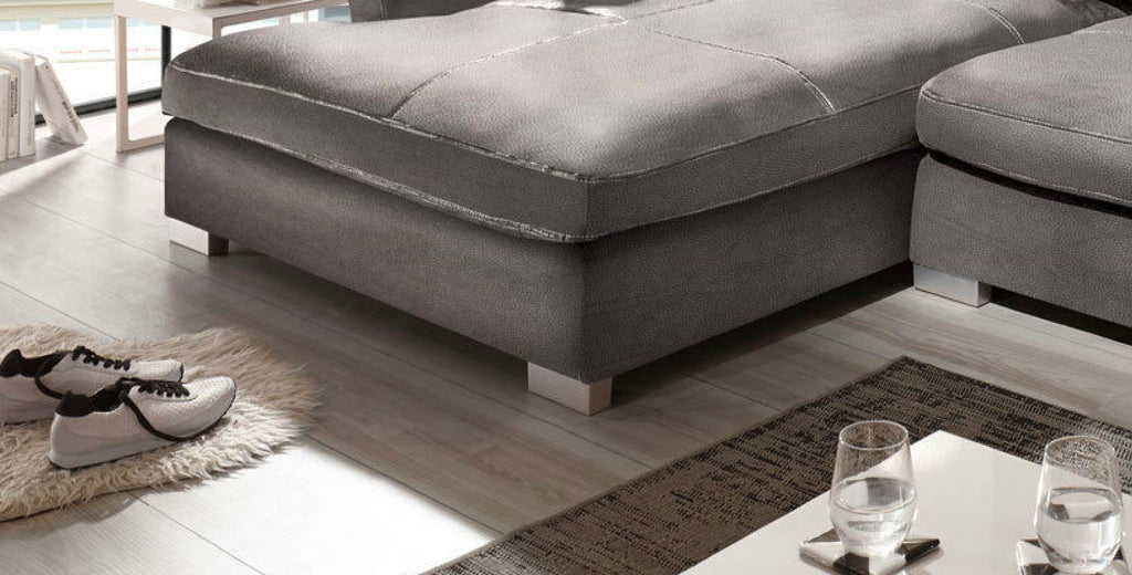 Design Couchgarnitur Grau Sofa K-Leder Eck Sofa Wohnlandschaft Megasofa Links