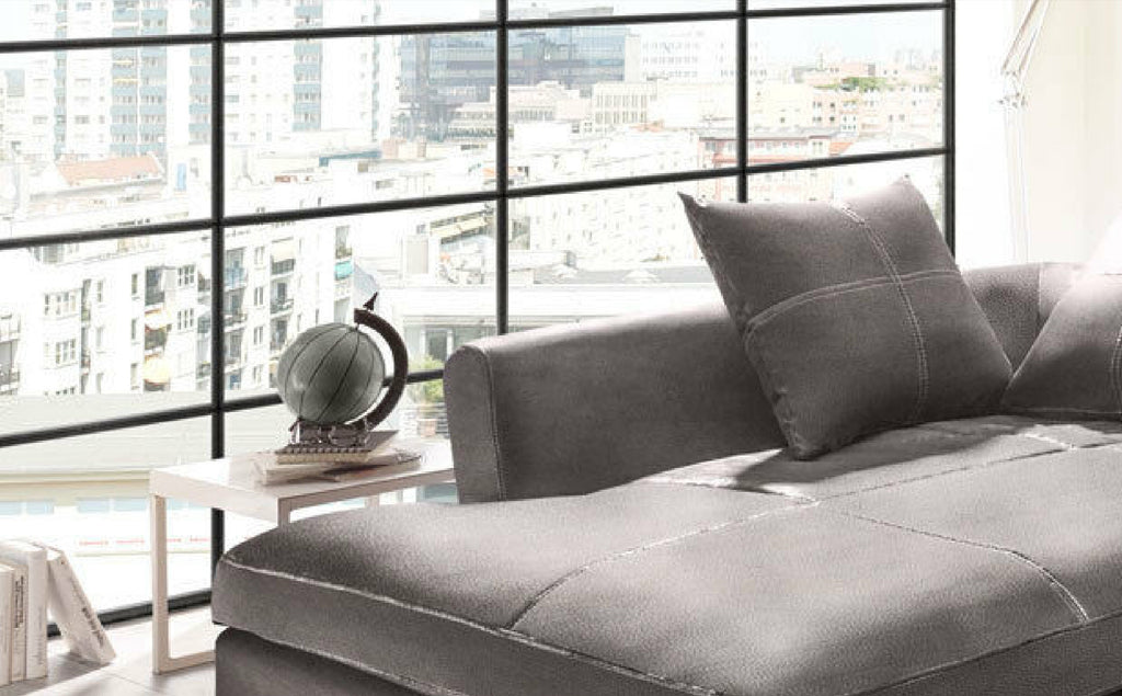 Design Couchgarnitur Grau Sofa K-Leder Eck Sofa Wohnlandschaft Megasofa Links