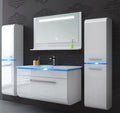 Badmöbel Set montiert Weiss Hochglanz Badezimmermöbel Touch LED  90 cm Bad Set