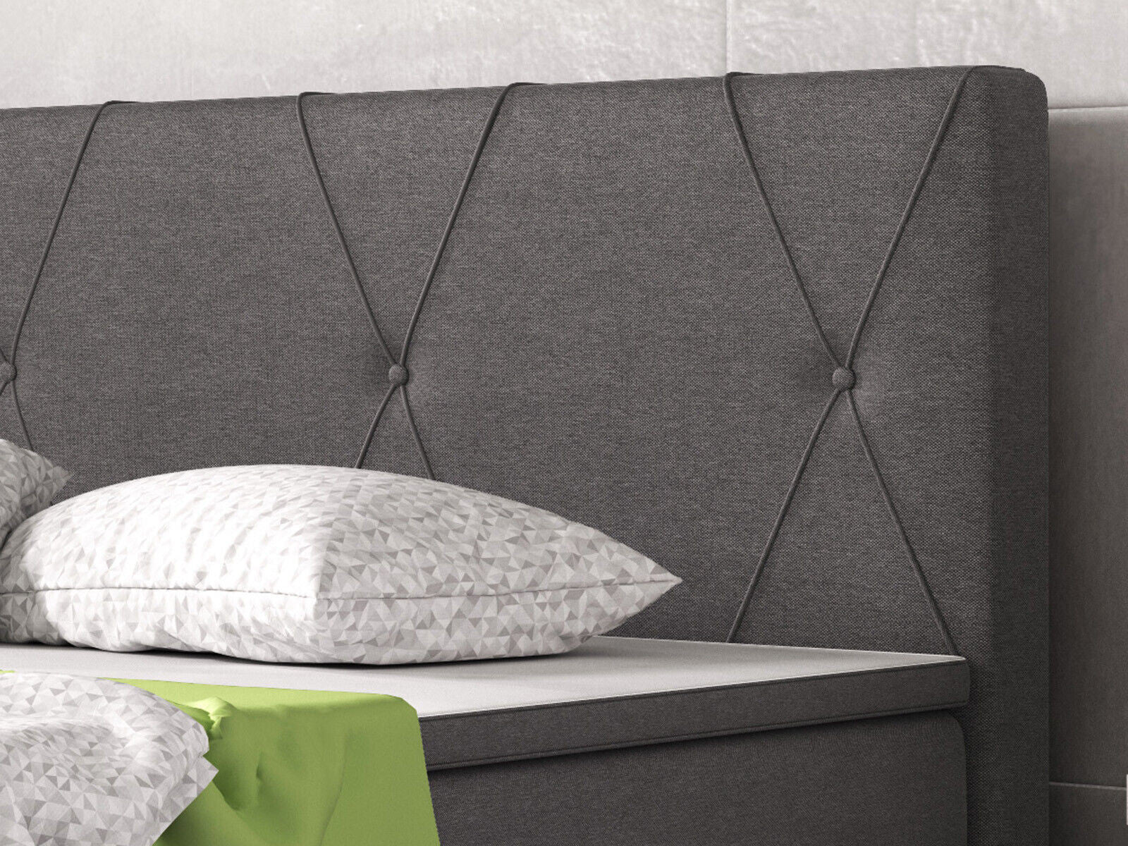 Boxspringbett 180x200 Anthrazit Bett Komfortbett Hotelbett Stoff BettBayern31732