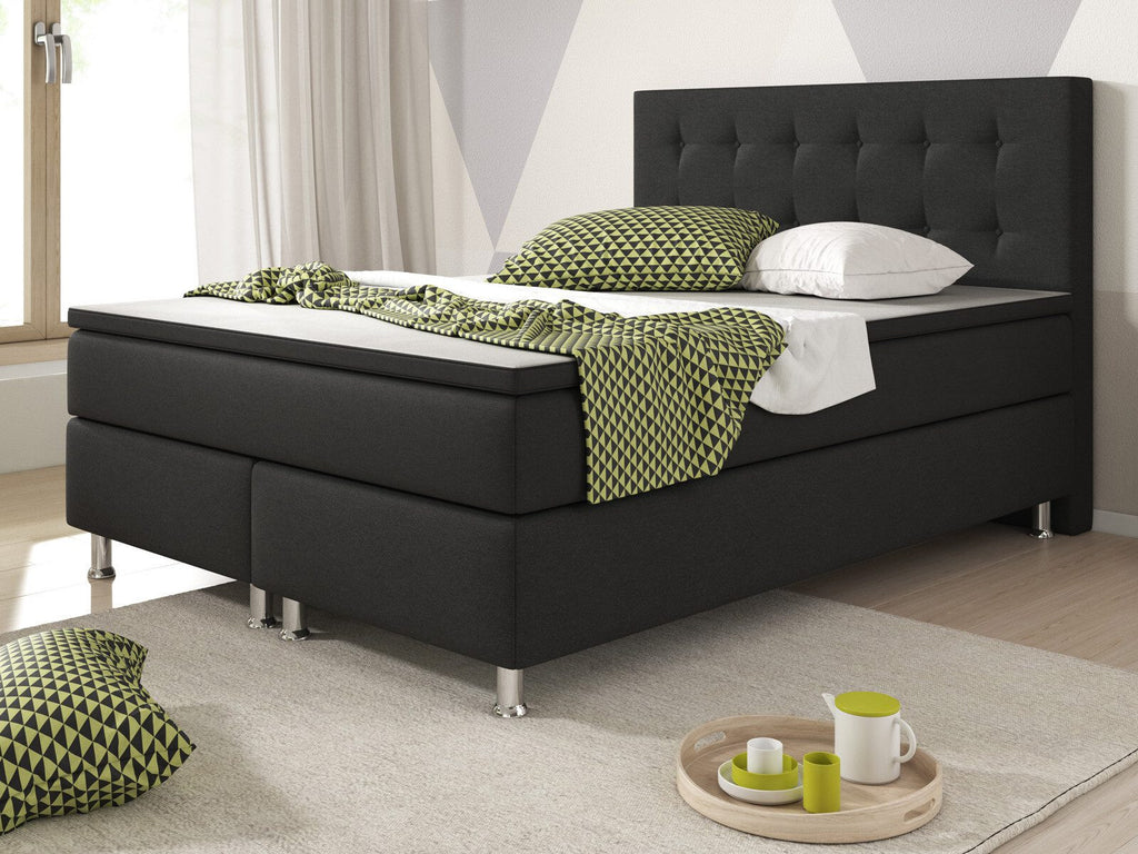 Boxspringbett 180x200 cm Schwarz Bett Komfortbett Hotelbett Stoff Bett Bern31740