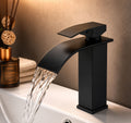 Badarmatur Wasserfall Wasserhahn Badezimmer Armatur Mischbatterie Schwarz GMF702