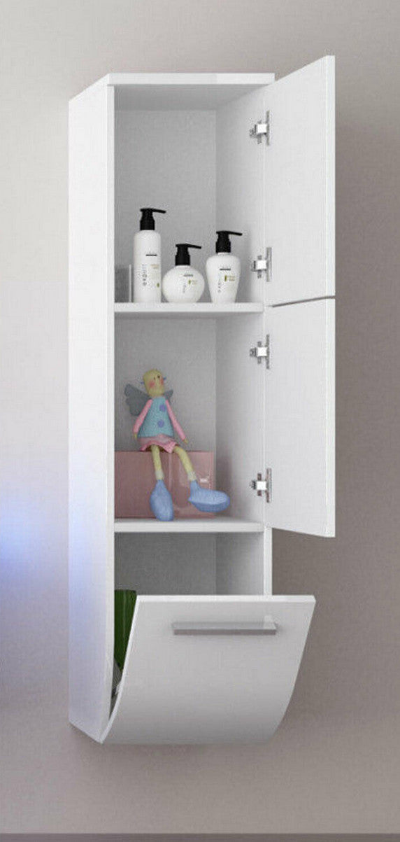 2x Seitenschrank Hochschrank Badmöbel Glanz Badschrank Weiß  110 cm