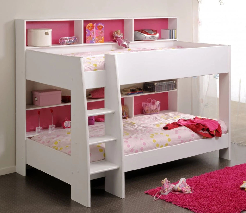 Etagenbett"TamTam1"in weiß mit blau oder pink Kinder und Jugendzimmer Hochbett